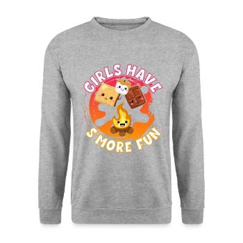 Mädchen Haben S'more Spaß Am Wochenende Klammern - Unisex Pullover - Weißgrau meliert - Vorne - Alina (178cm) & Michal (187cm)