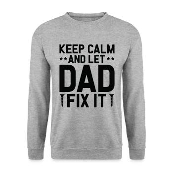 Keep Calm And Let Dad Fix It - Unisex Pullover - Weißgrau meliert - Vorne - Alina (178cm) & Michal (187cm)