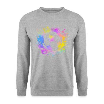 Fußball Ball Aquarell Trainer Fußball - Unisex Pullover - Weißgrau meliert - Vorne - Alina (178cm) & Michal (187cm)
