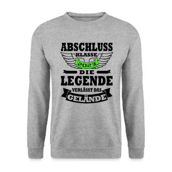 Abschlussklasse 2023 Abitur 2023 - Unisex Pullover - Weißgrau meliert - Vorne - Alina (178cm) & Michal (187cm)