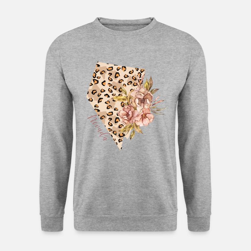 Nevada Leopard-muster Karte Leo - Unisex Pullover - Weißgrau meliert