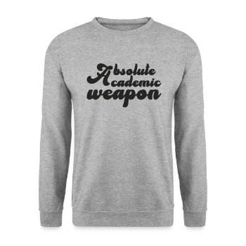 Studenten Absolute Academic Weapon - Unisex Pullover - Weißgrau meliert - Vorne - Alina (178cm) & Michal (187cm)
