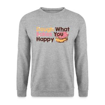 Dough What Bakes You Happy Bäckerei - Unisex Pullover - Weißgrau meliert - Vorne - Alina (178cm) & Michal (187cm)