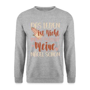 Das Leben Ist Nicht Immer Perfekt Nageldesignerin - Unisex Pullover - Weißgrau meliert - Vorne - Alina (178cm) & Michal (187cm)