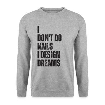 Ich Mache Keine Nägel, Ich Entwerfe Träume - Unisex Pullover - Weißgrau meliert - Vorne - Alina (178cm) & Michal (187cm)