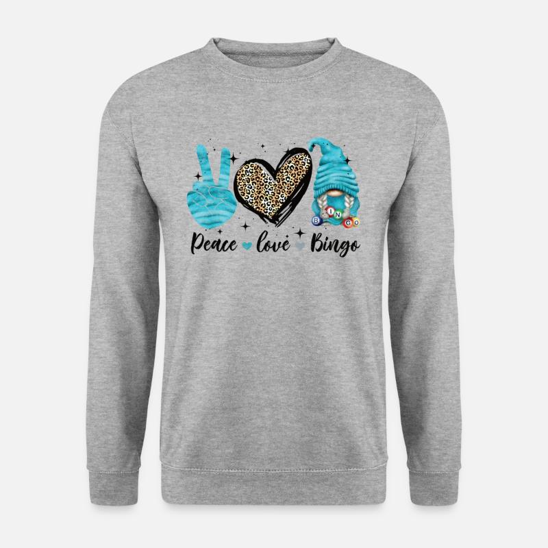 Frieden Liebe Bingo - Unisex Pullover - Weißgrau meliert