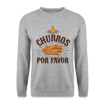 Churros Por Favor Vintage Mexican Churro - Unisex Sweatshirt - salt & pepper - Front - Alina (178cm) & Michal (187cm)