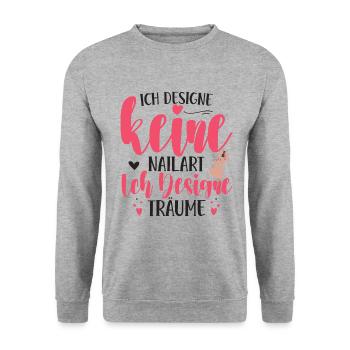 Ich designe keine Nailart Nageldesignerin - Unisex Pullover - Weißgrau meliert - Vorne - Alina (178cm) & Michal (187cm)