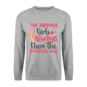 Les filles les plus heureuses ont les plus jolies - Sweat-shirt Unisexe - gris chiné - Devant - Alina (178cm) & Michal (187cm)