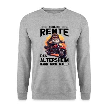 Endlich Rente Biker Opa - Motorradfahrer - Biker - Unisex Pullover - Weißgrau meliert - Vorne - Alina (178cm) & Michal (187cm)