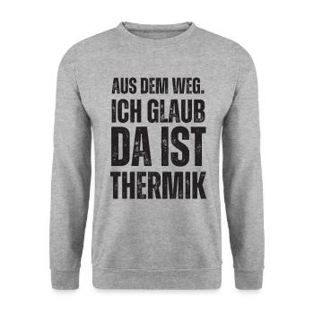 Ich Glaub Da ist Thermik RC Segelflieger - Unisex Pullover - Weißgrau meliert - Vorne - Alina (178cm) & Michal (187cm)