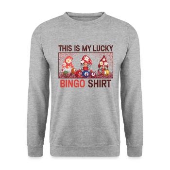 C’est ma chemise de bingo chanceux - Sweat-shirt Unisexe - gris chiné - Devant - Alina (178cm) & Michal (187cm)