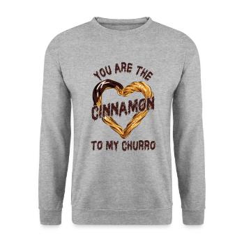 Du Bist Der Zimt Zu Meinem Churro - Unisex Pullover - Weißgrau meliert - Vorne - Alina (178cm) & Michal (187cm)