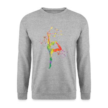 Gymnastin Mit Keulen Rhythmische Sportgymnastik - Unisex Pullover - Weißgrau meliert - Vorne - Alina (178cm) & Michal (187cm)