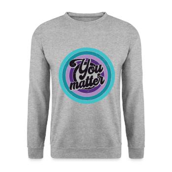Du Bist Wichtig - You Matter - Unisex Pullover - Weißgrau meliert - Vorne - Alina (178cm) & Michal (187cm)