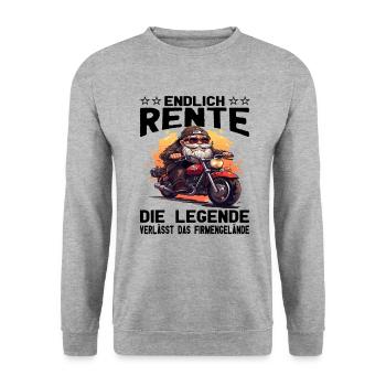 Endlich Rente | Biker Opa - Motorradfahrer - Biker - Unisex Pullover - Weißgrau meliert - Vorne - Alina (178cm) & Michal (187cm)