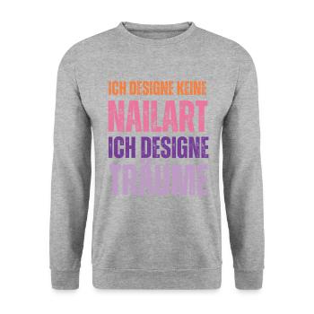 Ich designe keine Nailart Nageldesignerin - Unisex Pullover - Weißgrau meliert - Vorne - Alina (178cm) & Michal (187cm)
