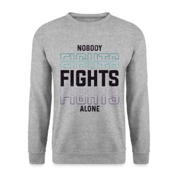 Santé mentale : Personne ne se bat seul - Sweat-shirt Unisexe - gris chiné - Devant - Alina (178cm) & Michal (187cm)