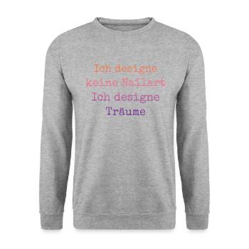 Ich designe keine Nailart Nageldesignerin - Unisex Pullover - Weißgrau meliert - Vorne - Alina (178cm) & Michal (187cm)
