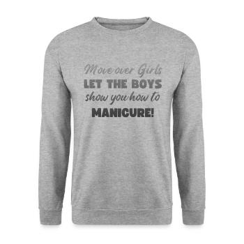 Platz Da, Mädchen - Nageltechnikerinnen - Unisex Pullover - Weißgrau meliert - Vorne - Alina (178cm) & Michal (187cm)