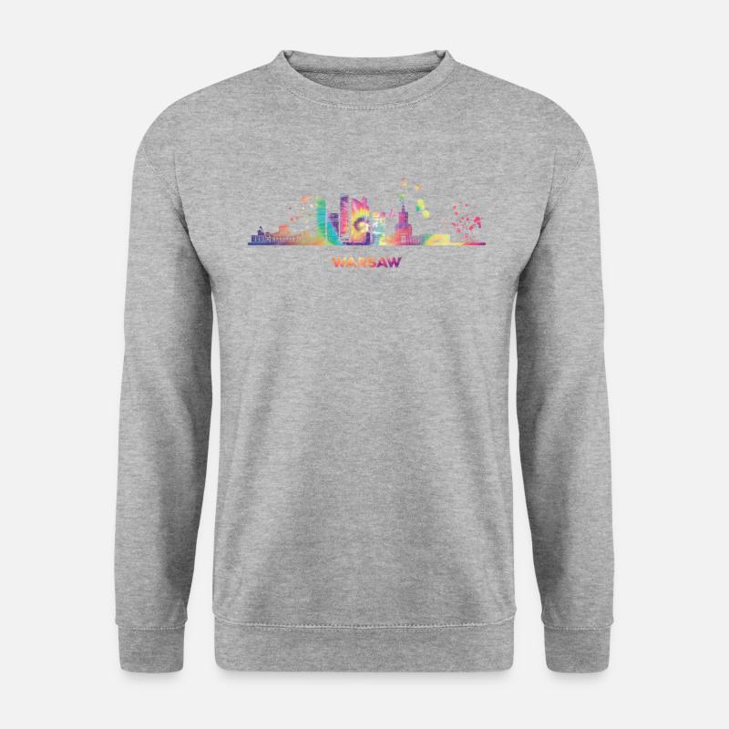 Warschauer Skyline Warschau - Unisex Pullover - Weißgrau meliert