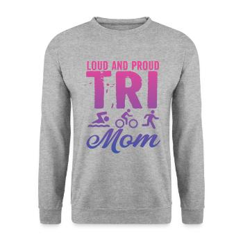 Loud and proud Tri Mom triathlete - Unisex Sweatshirt - salt & pepper - Front - Alina (178cm) & Michal (187cm)
