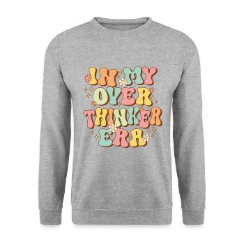 In My Overthinker Era Overthink Groovy - Unisex Sweatshirt - salt & pepper - Front - Alina (178cm) & Michal (187cm)
