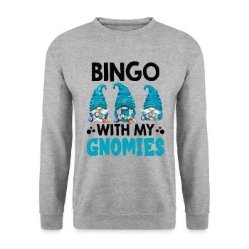 Bingo avec mes gnomies Bingo drôle - Sweat-shirt Unisexe - gris chiné - Devant - Alina (178cm) & Michal (187cm)