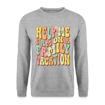 Hilfe, Ich Bin Im Familienurlaub - Unisex Pullover - Weißgrau meliert - Vorne - Alina (178cm) & Michal (187cm)