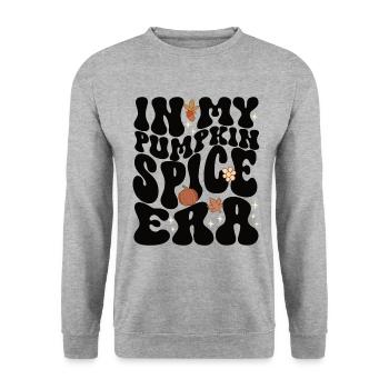 Groovy In Meiner Kürbisgewürz-ära - Unisex Pullover - Weißgrau meliert - Vorne - Alina (178cm) & Michal (187cm)