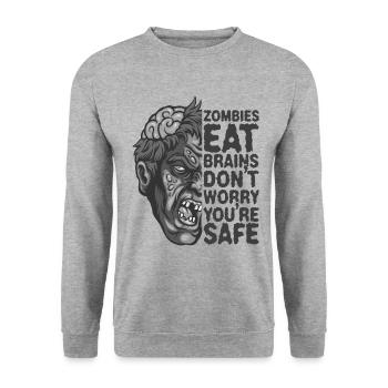 Zombies eat brains Don't worry, you're safe - Unisex Sweatshirt - salt & pepper - Front - Alina (178cm) & Michal (187cm)
