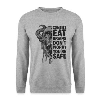 Zombies eat brains Don't worry, you're safe - Unisex Sweatshirt - salt & pepper - Front - Alina (178cm) & Michal (187cm)