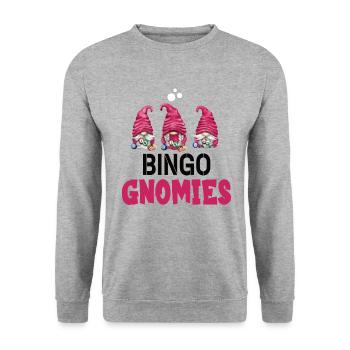 Bingo Gnomies Women Men Funny Bingo - Unisex Pullover - Weißgrau meliert - Vorne - Alina (178cm) & Michal (187cm)