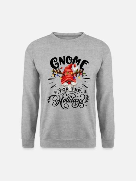 Gnomies Gnome For The Holidays Weihnachten - Unisex Pullover - Weißgrau meliert