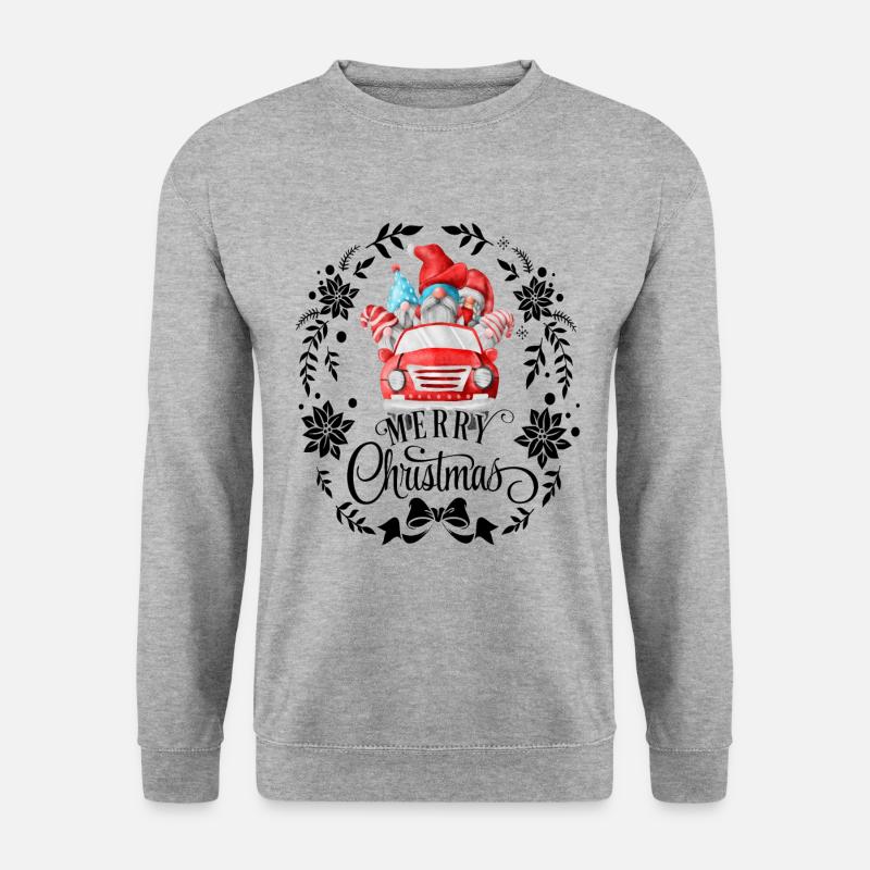 Merry Christmas Weihnachtsgnom - Unisex Pullover - Weißgrau meliert