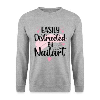 Facilement distrait par le nail art Nail Tech - Sweat-shirt Unisexe - gris chiné - Devant - Alina (178cm) & Michal (187cm)