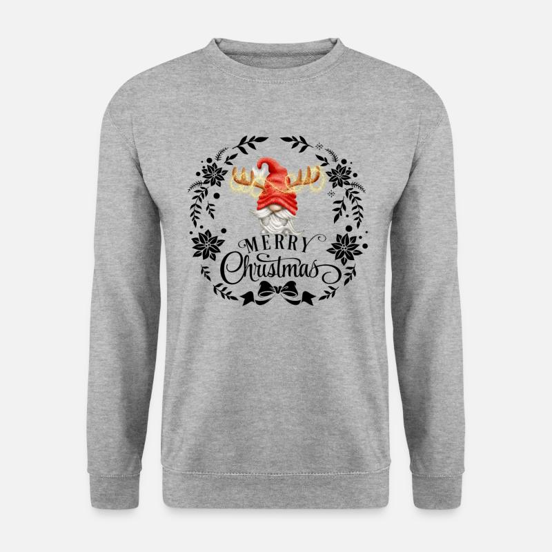 Merry Christmas Weihnachtsgnom - Unisex Pullover - Weißgrau meliert