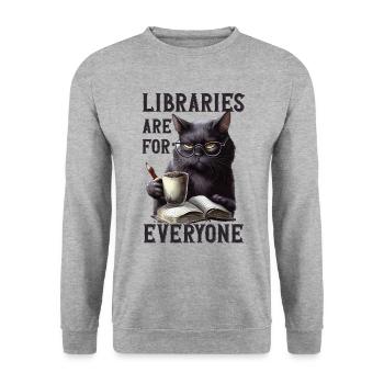 Bibliotheken Sind Für Alle Da Bibliothekar - Unisex Pullover - Weißgrau meliert - Vorne - Alina (178cm) & Michal (187cm)