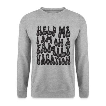 Au secours, je suis en vacances en famille - Sweat-shirt Unisexe - gris chiné - Devant - Alina (178cm) & Michal (187cm)