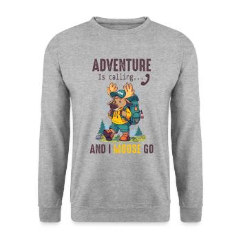 Adventure Is Calling Kids Cute Moose - Unisex Sweatshirt - salt & pepper - Front - Alina (178cm) & Michal (187cm)