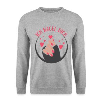 Ich Nagel Dich Nail Art Nagelsalon Nageldesignerin - Unisex Pullover - Weißgrau meliert - Vorne - Alina (178cm) & Michal (187cm)