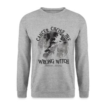 Cancer Chose The Wring Witch Skin Cancer - Unisex Sweatshirt - salt & pepper - Front - Alina (178cm) & Michal (187cm)