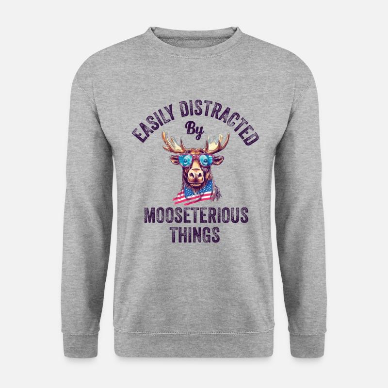 Easily Distracted Funny Moose Moose - Unisex Sweatshirt - salt & pepper