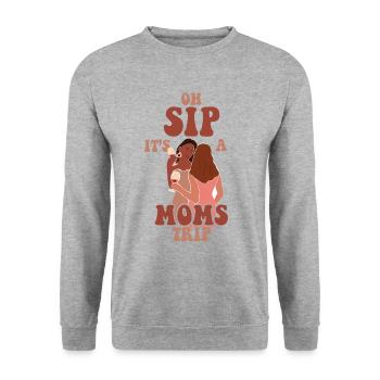 Moms Weekend Oh Sip It's A Moms Trip - Unisex Pullover - Weißgrau meliert - Vorne - Alina (178cm) & Michal (187cm)