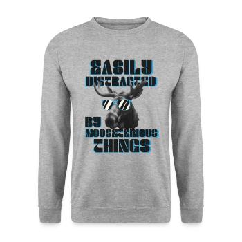 Facilement distrait drôle orignal orignal - Sweat-shirt Unisexe - gris chiné - Devant - Alina (178cm) & Michal (187cm)