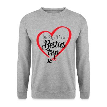 Week-end entre filles Oh Sip C’est un voyage de meilleures amies - Sweat-shirt Unisexe - gris chiné - Devant - Alina (178cm) & Michal (187cm)
