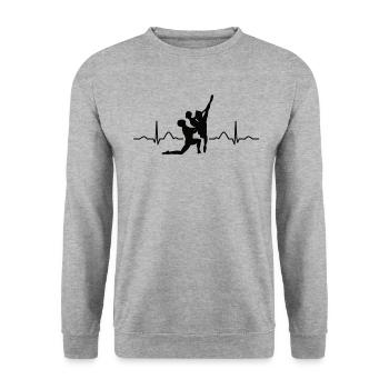 Ballett Tänzer Herzschlag Ekg Ballerina - Unisex Pullover - Weißgrau meliert - Vorne - Alina (178cm) & Michal (187cm)