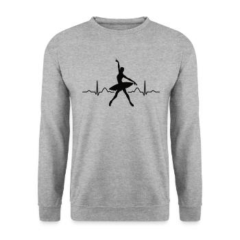Ballett Tänzer Herzschlag Ekg Ballerina - Unisex Pullover - Weißgrau meliert - Vorne - Alina (178cm) & Michal (187cm)
