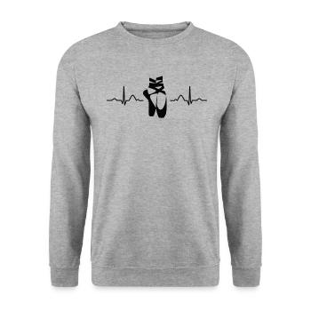 Ballett Tänzer Herzschlag Ekg Ballerina - Unisex Pullover - Weißgrau meliert - Vorne - Alina (178cm) & Michal (187cm)