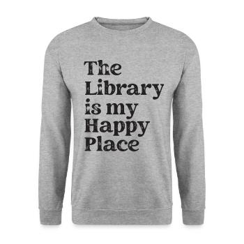 Bibliothek Buchliebhaber Lesender Bücherwurm - Unisex Pullover - Weißgrau meliert - Vorne - Alina (178cm) & Michal (187cm)